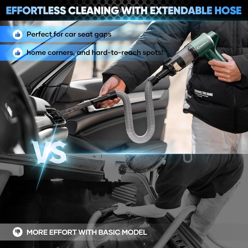SakerPlus Hand Held Car Vacuum Cordless, 20000PA High Power Handheld Portable Vacuum & Air Duster for Car Home, 4-in-1 Mini Vacuum Cleaner with LED Display - Vacuuming, Blowing, Inflating & Deflating - Image 2